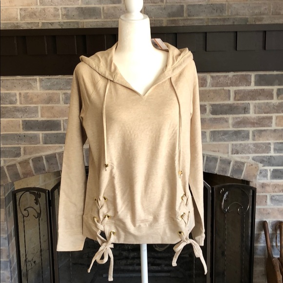 Michael Kors beige long sleeve hooded top small - Picture 1 of 1